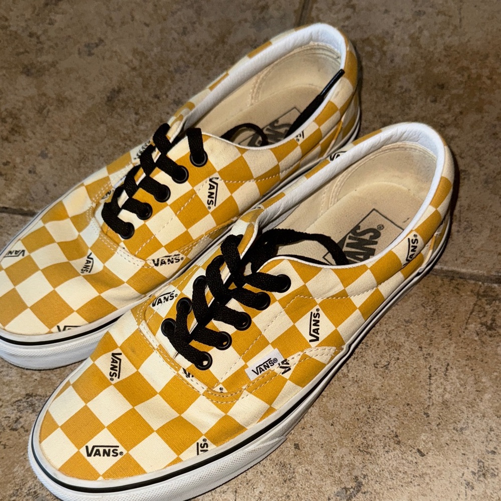 Vans Mustard Checkered Canvas Shoes